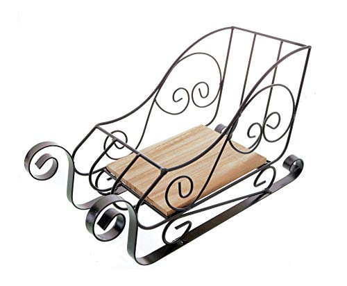 Spetebo Deko Schlitten aus Metall und Holz ca. 36 cm - schwarz - Weihnachtsdeko Tischdeko Fensterdeko von Spetebo