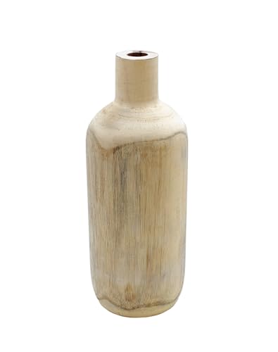 Design Holz Blumen Vase groß - Natur / 40 cm - Holzvase XL Flasche naturbelassen - Tischdeko Fensterdeko für Kunstpflanzen und Pampasgras von Spetebo