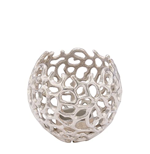 Design Kerzenschale aus Aluminium - 13 x 11 cm/klein - Edler Metall Kerzenhalter in Silber - Deko Gitter Kerzen Ständer Teelicht Halter Becher rund Design Kerzenschale aus Aluminium - 13 x 11 cm/klein - Edler Metall Kerzenhalter in Silber - Deko Gitter Kerzen Ständer Teelicht Halter Becher rund von Spetebo