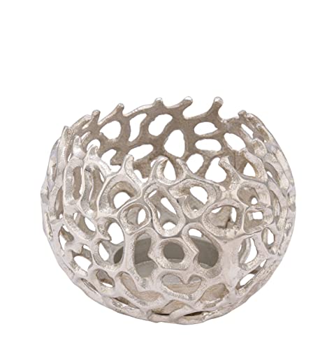 Design Kerzenschale aus Aluminium - 15 x 11 cm/mittel - Edler Metall Kerzenhalter in Silber - Deko Gitter Kerzen Ständer Teelicht Halter Becher rund Design Kerzenschale aus Aluminium - 15 x 11 cm/mittel - Edler Metall Kerzenhalter in Silber - Deko Gitter Kerzen Ständer Teelicht Halter Becher rund von Spetebo