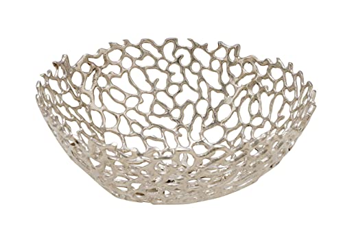 Design Schale aus Aluminium - Ø 30 cm - Edle Deko Metallschale - Alu Gitterschale Tischdeko silber rund hochwertig modern von Spetebo