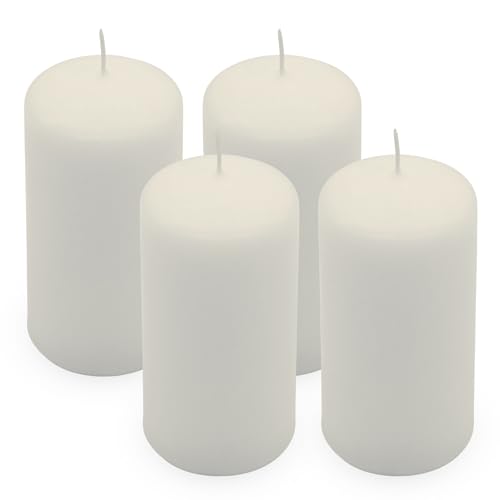 Echtwachs Stumpenkerze 4er Set 10 x 5 cm - creme weiß - Blockkerze 10 cm für Adventskranz 25 Stunden Brenndauer – Tisch Deko Kerze Zylinderkerze Säulenkerze Weihnachten Advent unparfümiert von Spetebo