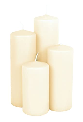 Echtwachs Stumpenkerzen Farbe 4er Set - creme weiß - Advents Kerze in 4 verschiedenen Höhen - Weihnachten Winter Advent Laterne Windlicht Dekoration natur, Unparfümiert von Spetebo