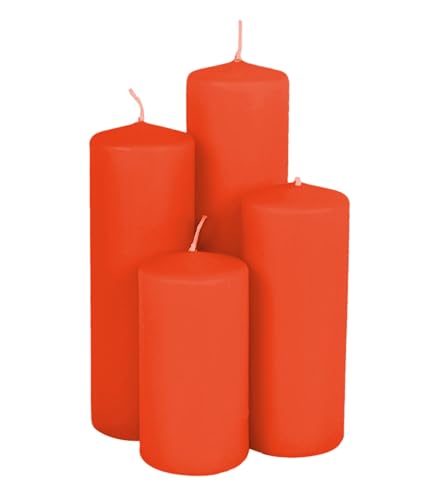 Echtwachs Stumpenkerzen Farbe 4er Set - rot - Advents Kerze in 4 verschiedenen Höhen - Weihnachten Winter Advent Laterne Windlicht Dekoration von Spetebo