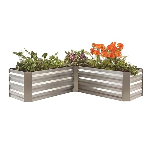 Eck-Hochbeet aus Metall - 120 x 45 cm - Pflanzen Beetumrandung für den Garten - Blumen Gemüse Kräuter Hoch Beet Pflanzkasten von Spetebo