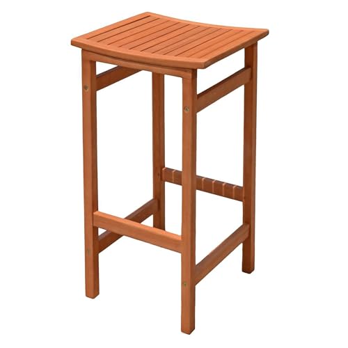 Eukalyptus Garten Barhocker geölt Belastbar bis 100 kg - 75 x 42 cm - Outdoor Tresenhocker aus FSC Massivholz braun - Holz Barstuhl Bistrohocker Sitzhocker Holzhocker Stehstuhl ohne Rückenlehne von Spetebo