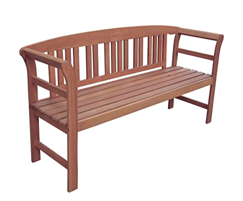 Spetebo Eukalyptus Gartenbank Harland - 157 x 82 cm - FSC Holz Sitzbank für 3 Personen - Terrasse Balkon Garten Bank 3-Sitzer Hartholz geölt massiv von Spetebo