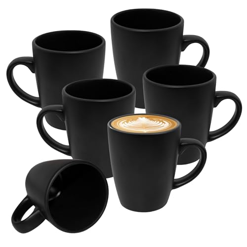 Feinkeramik Kaffeetasse 330 ml schwarz matt - 6er Set - Porzellan Kaffeebecher mit Henkel 12 x 10 cm - Steingut Tasse für Kaffee Tee Kakao Matcha Trinktasse Teebecher Mug Kaffeepott Feinkeramik Kaffeetasse 330 ml schwarz matt - 6er Set - Porzellan Kaffeebecher mit Henkel 12 x 10 cm - Steingut Tasse für Kaffee Tee Kakao Matcha Trinktasse Teebecher Mug Kaffeepott von Spetebo
