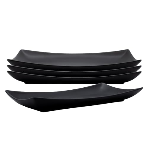Feinkeramik Servierschale schwarz matt 29 x 15 cm - 4er Set - Vorspeisen und Sushi Servierteller rechteckig - Vorspeisenteller Servierplatte Snackteller lebensmittelecht Feinkeramik Servierschale schwarz matt 29 x 15 cm - 4er Set - Vorspeisen und Sushi Servierteller rechteckig - Vorspeisenteller Servierplatte Snackteller lebensmittelecht von Spetebo
