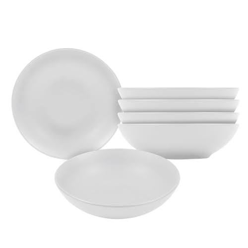 Feinkeramik Suppenteller weiß matt - 6er Set - Keramik Teller tief Ø 20 cm - Tellerset Keramikteller Pastateller Salatteller Bowl Schale Geschirr Service 6 Personen spülmaschinenfest von Spetebo