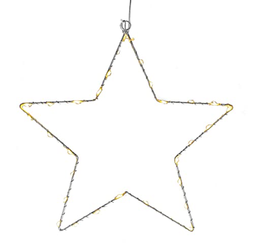 Spetebo Fensterbild Stern 30 LED mit Timer Funktion - 30 cm/weiß - Fensterdeko hängend Weihnachtsstern beleuchtet für Außen und Innen von Spetebo