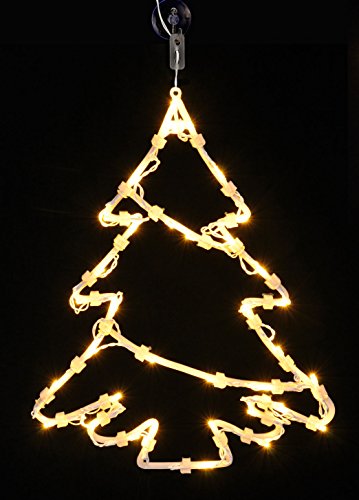 Spetebo Fensterbild Weihnachtsbaum 35 LED - Fensterdeko mit Dual Timer - Tanne Fenster Silhouette warm weiß beleuchtet Batterie betrieben von Spetebo