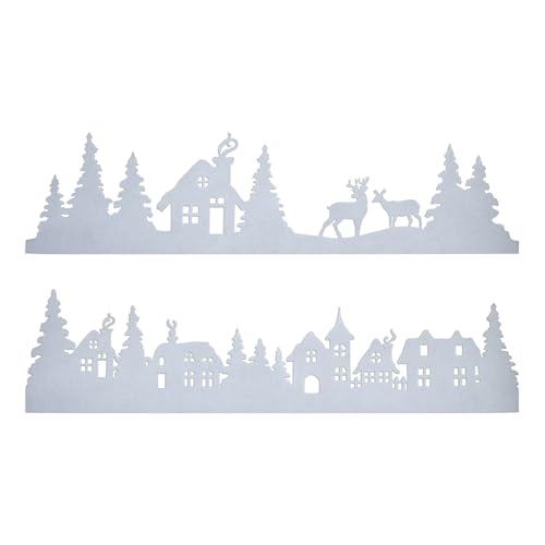 Filz Fensterbild Winterlandschaft 90 x 23 cm - 2er Set - Stoff Weihnachtsdorf Skyline mit Klebestreifen - Advent Deko Häuserzeile Fenster Silhouette Filz Fensterbild Winterlandschaft 90 x 23 cm - 2er Set - Stoff Weihnachtsdorf Skyline mit Klebestreifen - Advent Deko Häuserzeile Fenster Silhouette von Spetebo