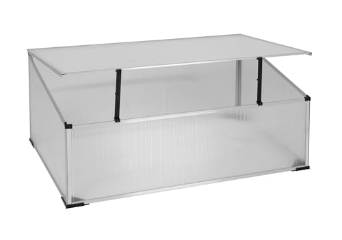 Spetebo Frühbeetkasten mit Aluminium Rahmen - 100 x 60 cm - Kleines Gewächshaus mit Schrägdach - Polycarbonat Treibhaus Kasten Gemüsebeet Abdeckung von Spetebo