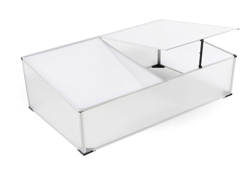 Frühbeetkasten mit geteiltem Deckel - 120 x 80 cm - Kleines Gewächshaus mit Schrägdach - Polycarbonat Treibhaus Kasten Gemüsebeet Abdeckung Frühbeetkasten mit geteiltem Deckel - 120 x 80 cm - Kleines Gewächshaus mit Schrägdach - Polycarbonat Treibhaus Kasten Gemüsebeet Abdeckung von Spetebo