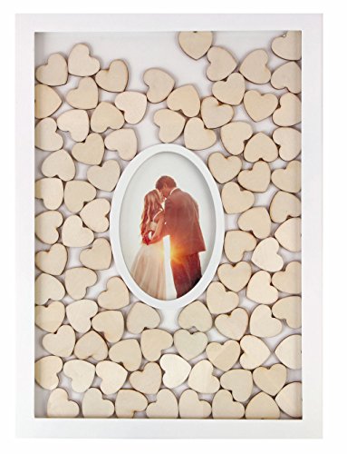 Spetebo Gästebuch mit Fotorahmen und 72 Holz Herzen zum beschriften - Hochzeits Gästebuch Hochzeitsgästebuch Spetebo Gästebuch mit Fotorahmen und 72 Holz Herzen zum beschriften - Hochzeits Gästebuch Hochzeitsgästebuch von Spetebo