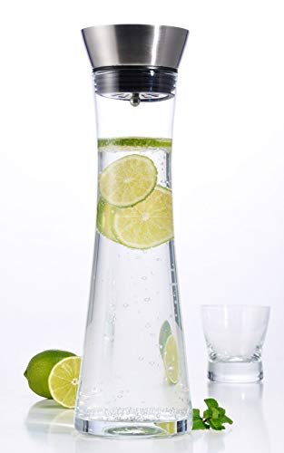Glas Karaffe 1 Liter mit Ausgießer und Sieb - Wasserkaraffe Saftkrug Glasbehälter von Spetebo