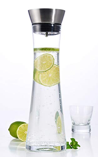 Spetebo Glas Karaffe 1 Liter mit Ausgießer und Sieb - Wasserkaraffe Saftkrug Glasbehälter von Spetebo