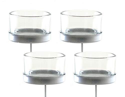 Spetebo Glas Teelichthalter mit Spieß - 4er Set - Teelicht Halterung Glasaufsatz Kerzenhalter Silber Teelichtglas Teelichtaufsatz Spetebo Glas Teelichthalter mit Spieß - 4er Set - Teelicht Halterung Glasaufsatz Kerzenhalter Silber Teelichtglas Teelichtaufsatz von Spetebo