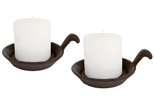 Gusseisen Kerzenteller Dunkelbraun 12 cm - 2er Set - Deko Kerzenhalter für Stumpenkerzen - Kugel Stumpen Kerzen Teller Halter Untersetzer Tischdeko von Spetebo