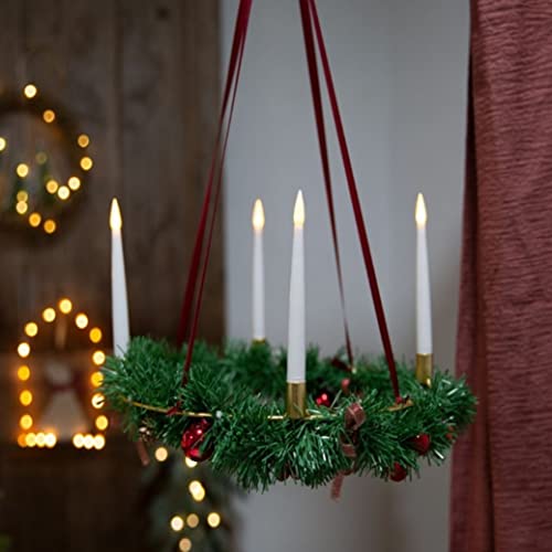 Spetebo Hängender Adventskranz mit 4 LED Kerzen - Weihnachtskranz mit flackernden Kerzen zum aufhängen - Weihnachtliche Deko von Spetebo