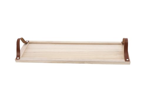 Holz Deko Tablett mit Griffen in Leder Optik - 60 x 20 cm - Servier und Kerzen Brett rechteckig - Kerzentablett Servierschale Tisch Deko Servier Kerzen Brett Weihnachten von Spetebo