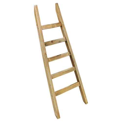 Holz Dekoleiter konisch mit 5 Sprossen - 80 x 29 cm - Mini Leiter im Landhaus Design - Holzleiter Miniaturleiter Garten Blumen Deko Minileiter Zierleiter zum Anlehnen von Spetebo
