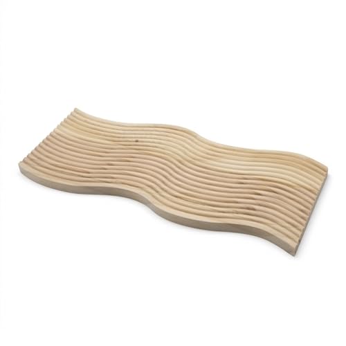 Holz Dekotablett geschwungen mit Rillen - 39 x 17 cm - Kerzenbrett in Wellenform aus Kiefernholz - Tischdeko Kerzenteller Dekobrett Tablett für Dekorationen von Spetebo