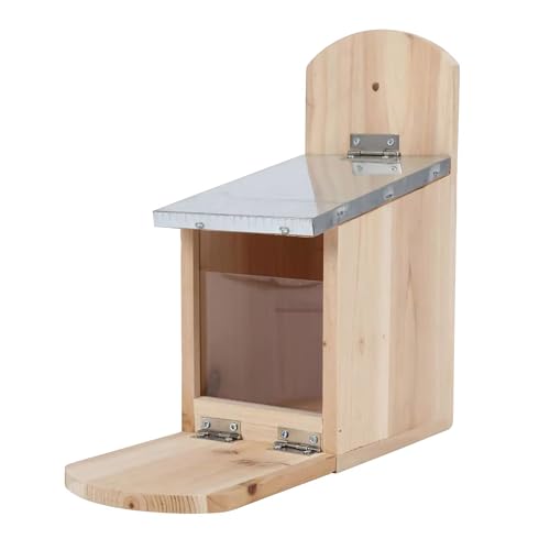 Holz Futterhaus mit Metalldach für Eichhörnchen - 26 x 25 cm - Wildtier Futterstelle mit Sitzplattform - Massivholz Futterstation Futterautomat Futterplatz zum Hängen mit Acrylglasscheibe wetterfest Holz Futterhaus mit Metalldach für Eichhörnchen - 26 x 25 cm - Wildtier Futterstelle mit Sitzplattform - Massivholz Futterstation Futterautomat Futterplatz zum Hängen mit Acrylglasscheibe wetterfest von Spetebo