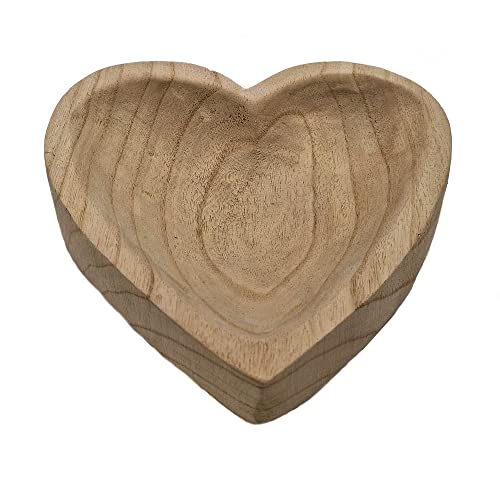 Holz Herz Dekoschale natur - 21 cm - Romantische Tischdekoration in Herzform - Tisch Deko Obst Bonbon Schale für Valentinstag Hochzeitstag Jahrestag von Spetebo