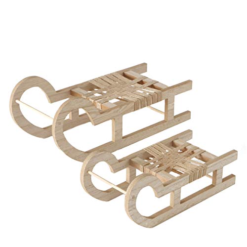 Spetebo Holzschlitten 2er Set - 37/27 cm - Deko Holz Schlitten Weihnachtsdekoration Tischdekoration Spetebo Holzschlitten 2er Set - 37/27 cm - Deko Holz Schlitten Weihnachtsdekoration Tischdekoration von Spetebo