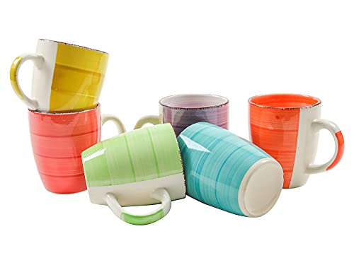 Kaffeetasse 340 ml aus Porzellan in bunten Farben - 6er Set - Kaffeebecher Tasse Becher von Spetebo