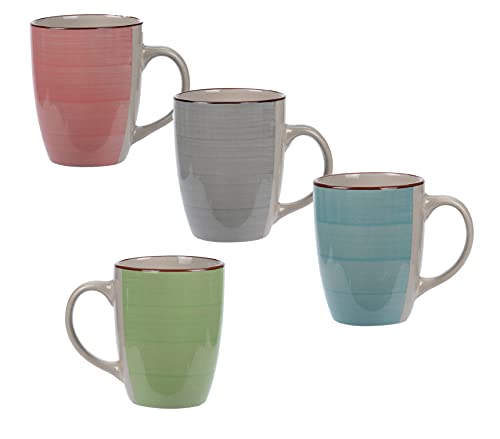 Kaffeetasse 250 ml aus Porzellan bunt/Innen creme - 4er Set - Kaffeebecher Tasse Becher von Spetebo