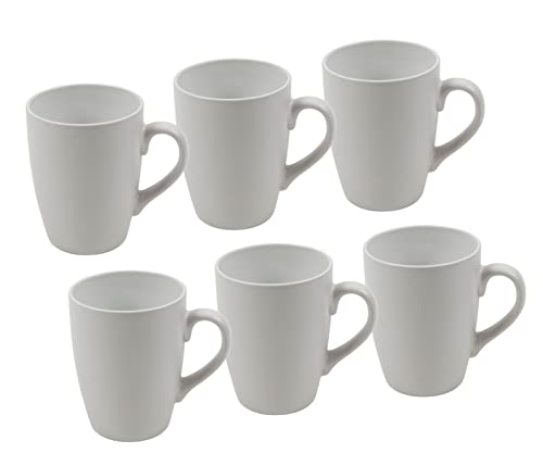 Kaffeetasse 340 ml aus Porzellan in weiß matt - 6er Set - Kaffee Tee Becher Tasse Becher Pott Mug spülmaschinenfest von Spetebo