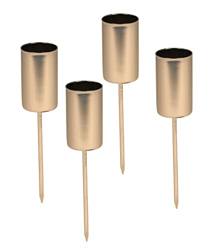 Kerzenpick für Tafelkerzen 4er Set - Gold glänzend - Kerzenhalter für Stabkerzen - Kerzen Stecker für Advents und Weihnachts Gesteck von Spetebo