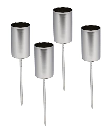 Spetebo Kerzenpick für Tafelkerzen 4er Set - Silber - Kerzenhalter für Stabkerzen - Kerzen Stecker für Advents und Weihnachts Gesteck von Spetebo