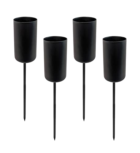 Kerzenpick für Tafelkerzen 4er Set - schwarz - Kerzenhalter für Stabkerzen - Kerzen Stecker für Advents und Weihnachts Gesteck von Spetebo