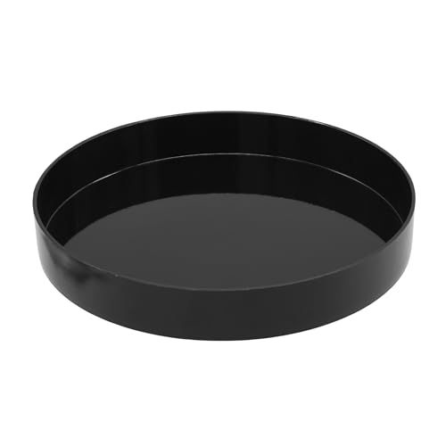 Kerzentablett rund schwarz Hochglanz - 25 cm - Dekotablett glänzend mit Rand - Kellnertablett Dekoteller Kerzenteller Mehrweg Tablett für Dekorationen Geschenke Weihnachten von Spetebo