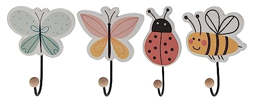 Kinder Kleiderhaken mit Tier Motiven - 4er Set - Wandgarderoben Haken aus Holz - Kindergarderobe Garderobenhaken Wand Garderobe Schmetterling Biene Marienkäfer Kinder Kleiderhaken mit Tier Motiven - 4er Set - Wandgarderoben Haken aus Holz - Kindergarderobe Garderobenhaken Wand Garderobe Schmetterling Biene Marienkäfer von Spetebo