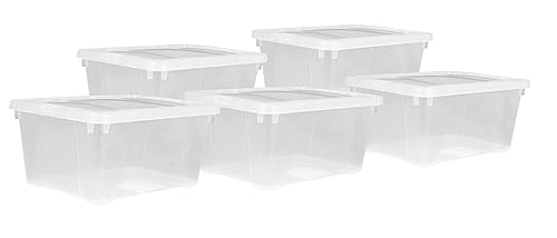 Kunststoff Aufbewahrungsbox transparent - 4,5 L / 5er Set - Universal Klasicht Box mit Deckel 37 x 26 cm - Multibox Lagerbox Sammelbox Organizer Box Spielzeug Kiste von Spetebo