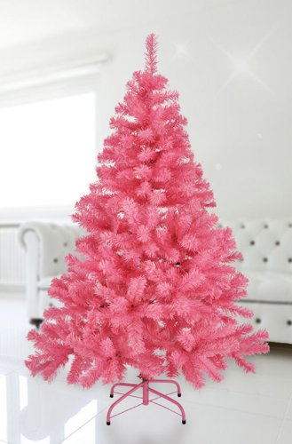 Künstlicher Weihnachtsbaum inklusive Ständer - 120 cm in rosa - Kleiner Kunst Tannenbaum - Weihnachtsdeko Christbaum Tanne pink unecht klappbar mit Kunststoff Baumständer von Spetebo