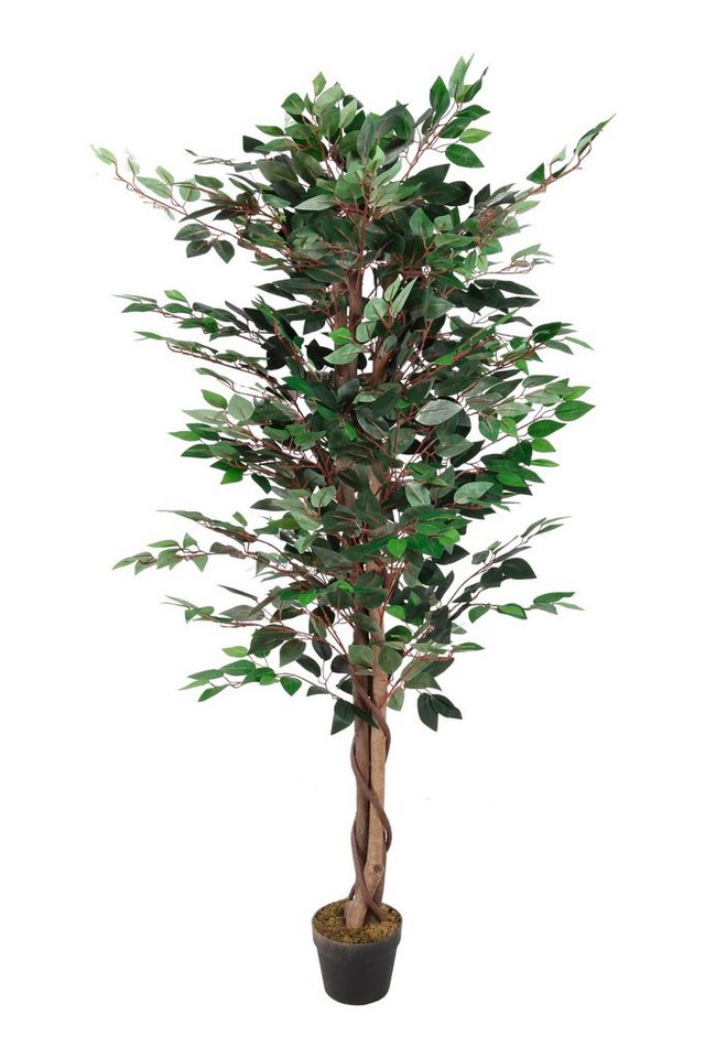 Kunstbaum Kunstpflanze im Blumentopf 160 cm - Ficus Zimmerpflanze, Spetebo, Höhe 160.00 cm, Künstliche Deko Zimmerpflanze im schwarzen Topf - Kunstblume von Spetebo