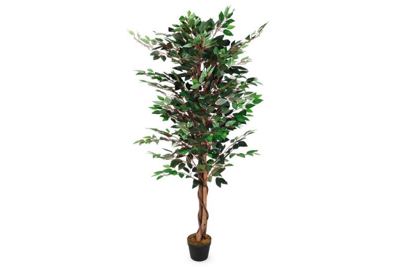 Kunstbaum Kunstpflanze im Blumentopf 160 cm - Ficus Zimmerpflanze, Spetebo, Höhe 160.00 cm, Künstliche Deko Zimmerpflanze im schwarzen Topf - Kunstblume von Spetebo
