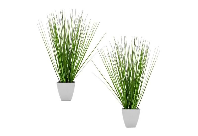 Kunstgras Dekogras grün im weißen Topf Zebragras, Spetebo, Höhe 44 cm, 2er Set im Blumentopf von Spetebo