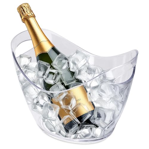 Kunststoff Sektkühler mit 2 Tragegriffen - 26 x 20 cm - Flaschenkühler transparent mit Griffen - Getränkekühler Eiskübel Champagnerschale Eiwürfelbehälter Champagnerkühler Sektschale Kunststoff Sektkühler mit 2 Tragegriffen - 26 x 20 cm - Flaschenkühler transparent mit Griffen - Getränkekühler Eiskübel Champagnerschale Eiwürfelbehälter Champagnerkühler Sektschale von Spetebo