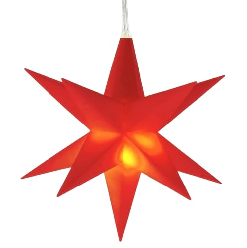 Weihnachtsstern 3D warm weiß Beleuchtet 12 cm mit Timer - rot - LED Deko Leuchtstern Batterie betrieben - Stern Weihnachtsdeko Fensterdeko Weihnachten Advent Winter Deko Dleuchtung von Spetebo
