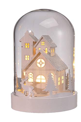 LED Deko Glasglocke - Mini Weihnachtsstadt - Weihnachtsszene im Glas beleuchtet von Spetebo