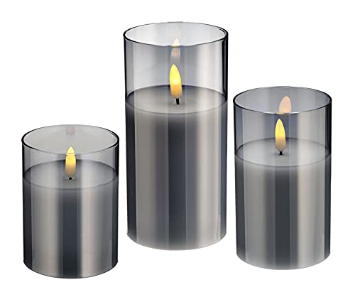 Spetebo LED Echtwachs Kerzen mit Timer im satinierten Glas - 3er Set - Leuchtfarbe: warmweiß - flackernde Kerze Deko Glas Windlicht flammenlos Spetebo LED Echtwachs Kerzen mit Timer im satinierten Glas - 3er Set - Leuchtfarbe: warmweiß - flackernde Kerze Deko Glas Windlicht flammenlos von Spetebo
