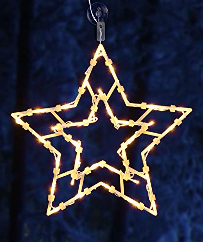 Spetebo LED Fenster Silhouette XXL 42 cm - Stern - Fensterbild warm weiß beleuchtet mit Saugnapf - Weihnachten Deko Beleuchtung für Innen Batterie betrieben mit Dual Timer von Spetebo