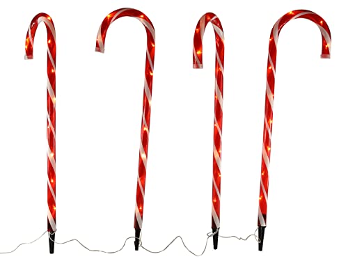 Spetebo LED Garten Leuchtstecker - 4er Set XXL Zuckerstangen / 76 cm - Weihnachts Winter Deko beleuchtet Außen mit Timer für Garten Balkon Terrase von Spetebo